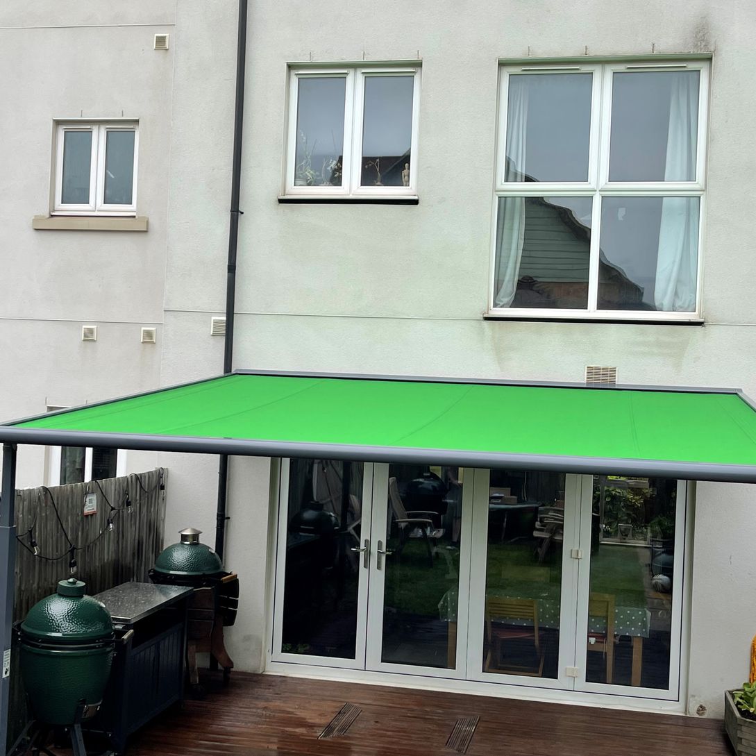 Full view of green awning